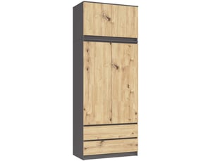 Armoire 4 porte(s) 2 tiroir(s) AKORD coloris gris largeur 90 cm