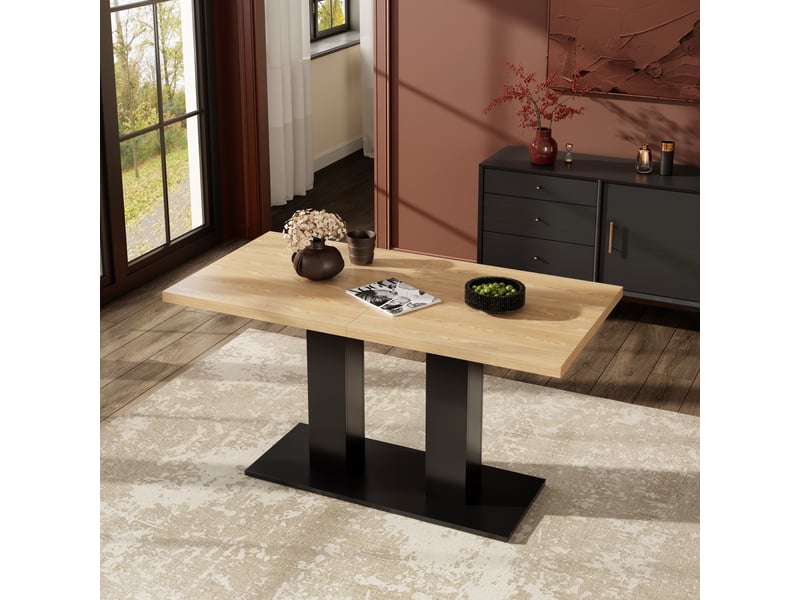  Table à manger extensible 140180 x 70 x 75 cm, jusqu’à 8 personnes, mdf effet bois naturel Fay Lum - Conforama E