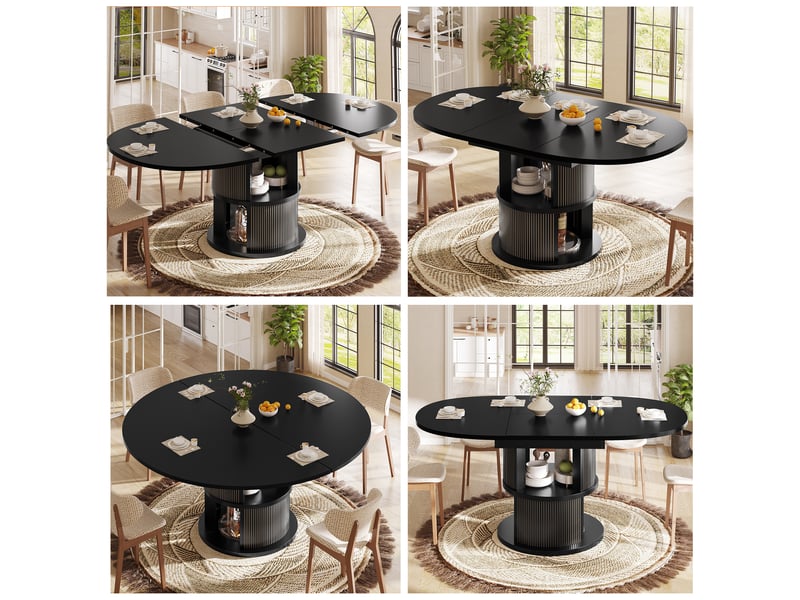  Table extensible ovale noire avec rangement, 118 à 158 cm Fay Lum - Conforama B