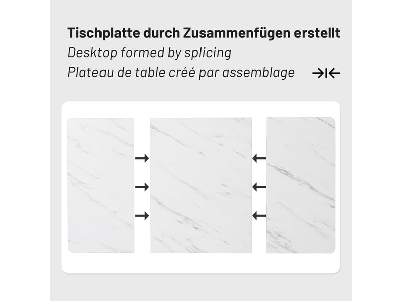  Ensemble 5 pièces table, plateau mdf effet marbre, pieds métal réglables dorés, 4 chaises velours beige  - Conforama E