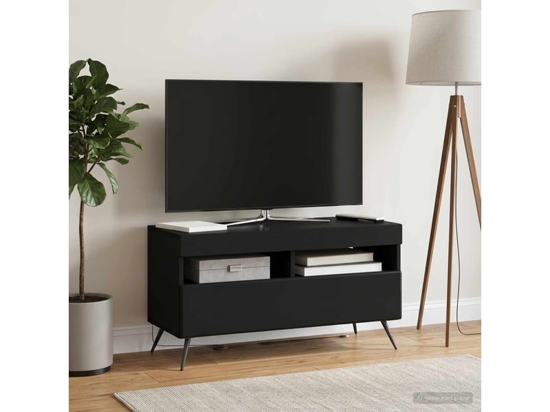 Meuble tv - banc tv - meuble de rangement led noir bois d'ingénierie - Conforama D