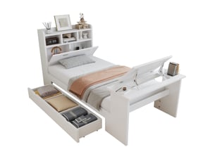 Lit avec rangement 90x200 cm <strong>OKWISH</strong>  <strong></strong> coloris blanc