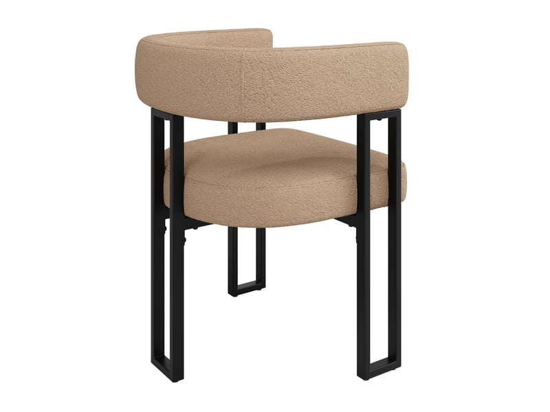  Lot de 4 chaise de salle à manger, dossier incurvé, tissu bouclette marron, structure en métal  - Conforama R