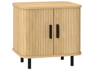 Table de nuit moderne - chêne - style nordique - portes coulissantes - pieds en acier - deux étagères