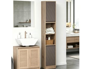 Armoire de salle de bain haute et compacte bicolore cravdom