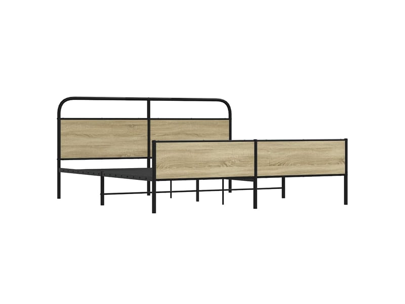  Lit double- lit adulte -  cadre de lit en métal sans matelas chêne sonoma 200x200 cm  - Conforama B