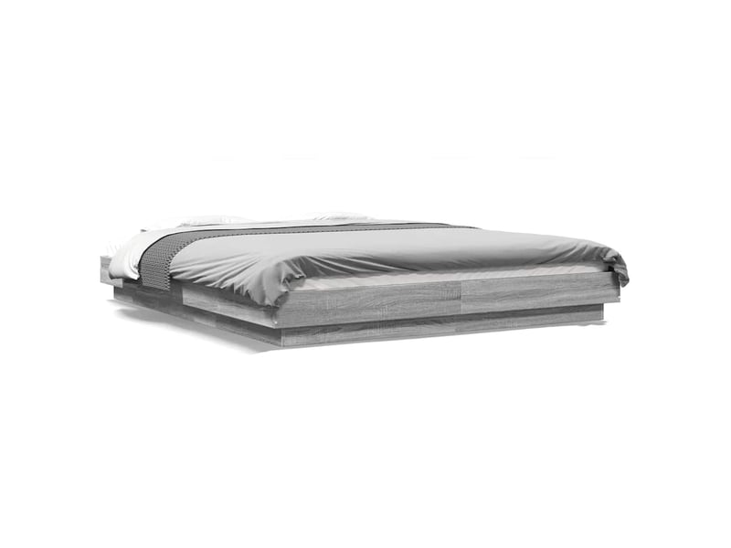  Lit double- lit adulte -  cadre de lit et lumières led sans matelas sonoma gris 160x200cm  - Conforama A