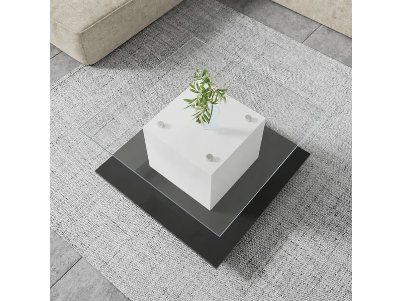  Table basse moderne en verre trempé avec éclairage led réglable, 80 x 80 x 40 cm  - Conforama E