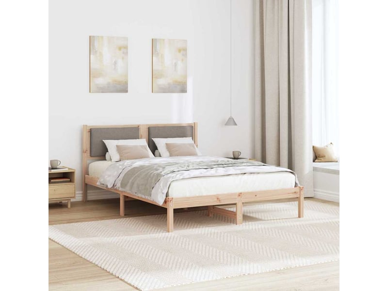  Lit double- lit adulte -  cadre de lit avec tête de lit taupe 150 x 200 cm pin massif  - Conforama C