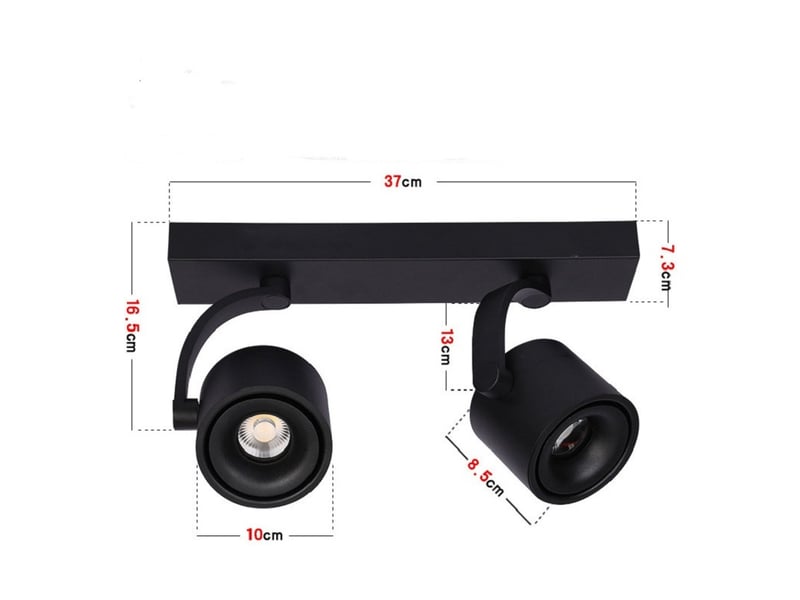  Plafonnier avec 2 spots orientables – noir, 5w, l37 cm  - Conforama A
