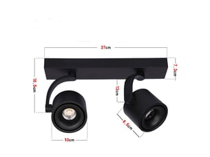 Plafonnier avec 2 spots orientables – noir, 5w, l37 cm