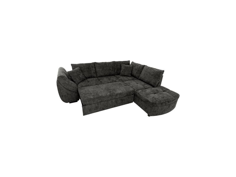 Canape d angle convertible reversible calvin tissu chenille noir 257x214x88 cm coffre de rangement CALVINB006301 - Conforama E