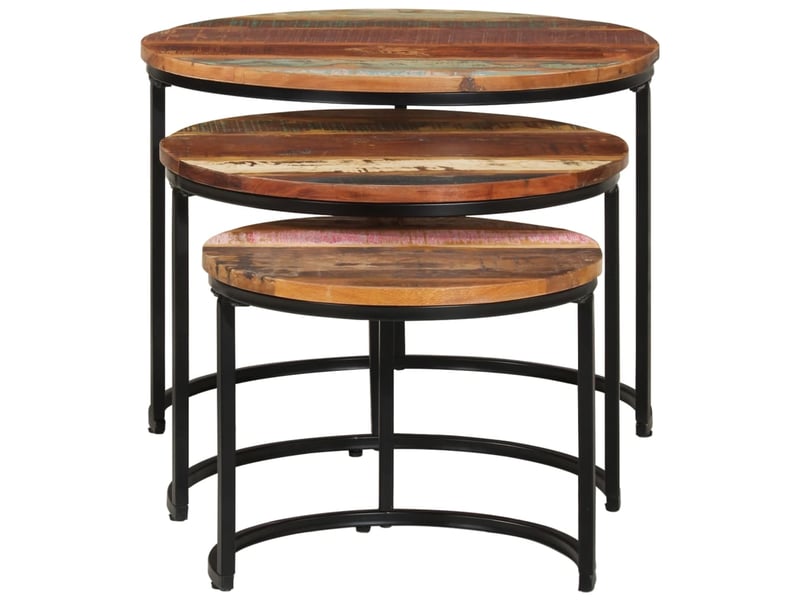  Tables gigognes 3 pcs | table de salon bois de récupération massif  - Conforama B