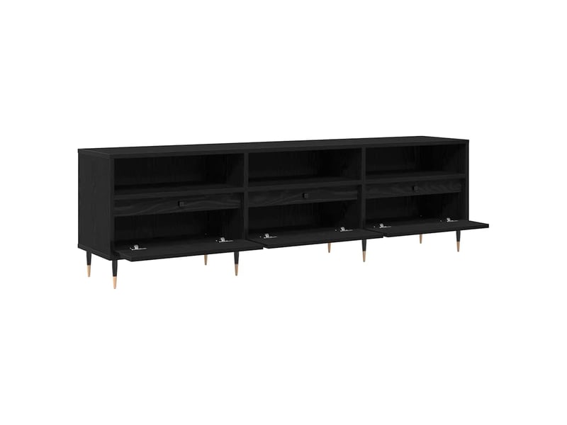  Meuble tv - banc tv - meuble de rangement 150 x 30 x 45 cm chêne noir bois d'ingénierie  - Conforama E