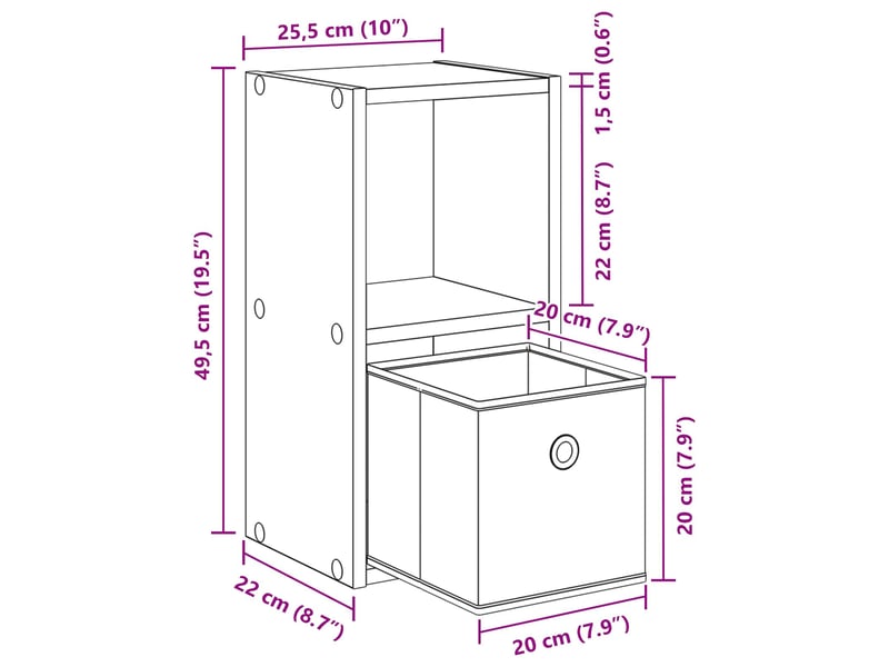  Vidaxl table de chevet blanc 25,5 x 22 x 49,5 cm bois d'ingénierie  - Conforama C