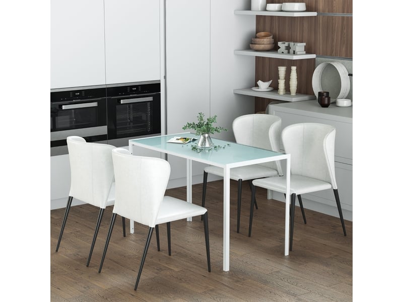  Table de salle à manger pour 4 personnes avec plateau en verre trempé et structure en métal, cuisine, 120 × 60 × 75 cm  - Conforama C