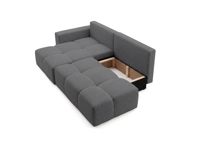  Celine - canapé d'angle fixe convertible 4 places en bouclette  - Conforama D