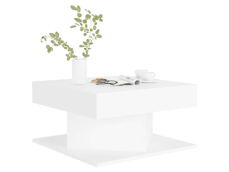  Table basse | table d'appoint salon blanc 57x57x30 cm bois d'ingénierie  - Conforama D