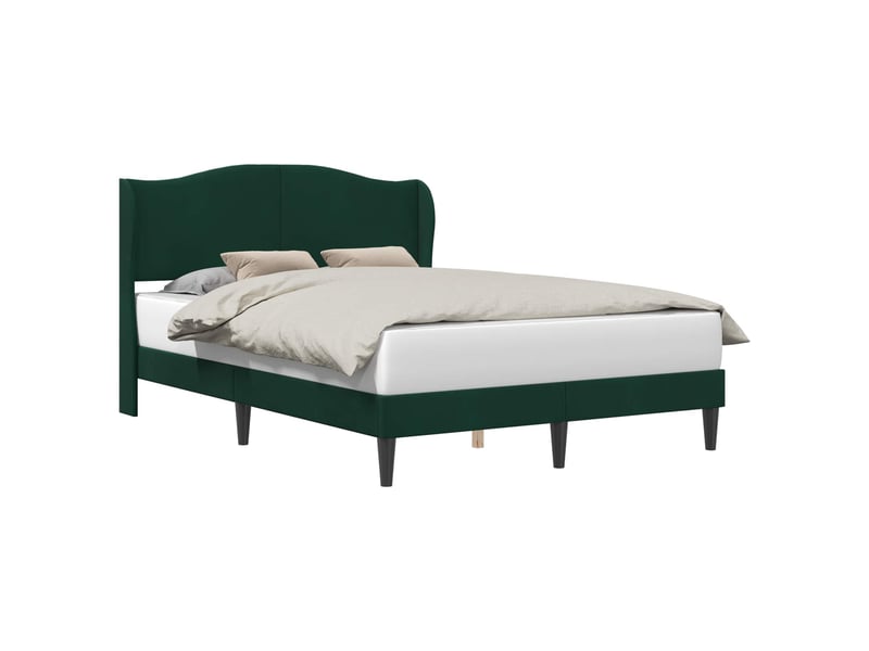  Lit double- lit adulte -  cadre de lit avec tête de lit vert foncé 120 x 190 cm velours  - Conforama A