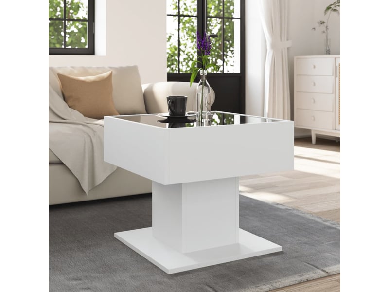  Table basse - table de salon - table à thé avec led blanc 50x50x45 cm bois d'ingénierie  - Conforama D