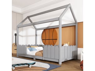 Lit cabane 90x200 cm <strong>KORFEE</strong>  <strong></strong> coloris gris