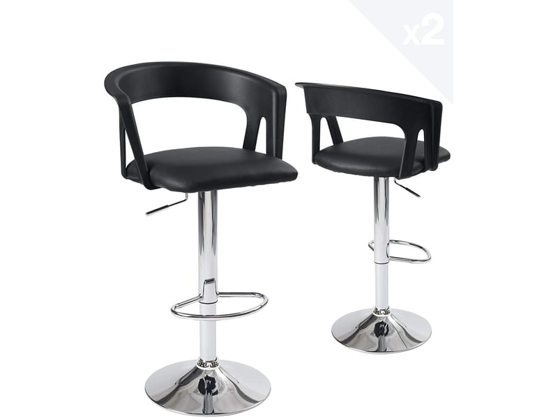  Lot de 2 tabourets de bar réglables pivotants simili cuir noir avec dossier ayo 124-AYO - Conforama A