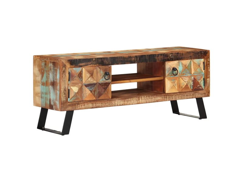  Meuble tv - banc tv - meuble de rangement 112x30x45 cm bois massif de récupération  - Conforama A
