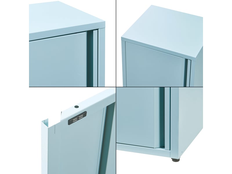 Armoire étagère meuble de rangement métallique acier 88 x 40 x 35 cm bleu gris 03_0008902  - Conforama E