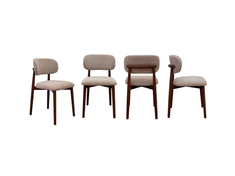  Lot de 4 chaises en bois de chêne noyer rembourrées en beige  - Conforama C