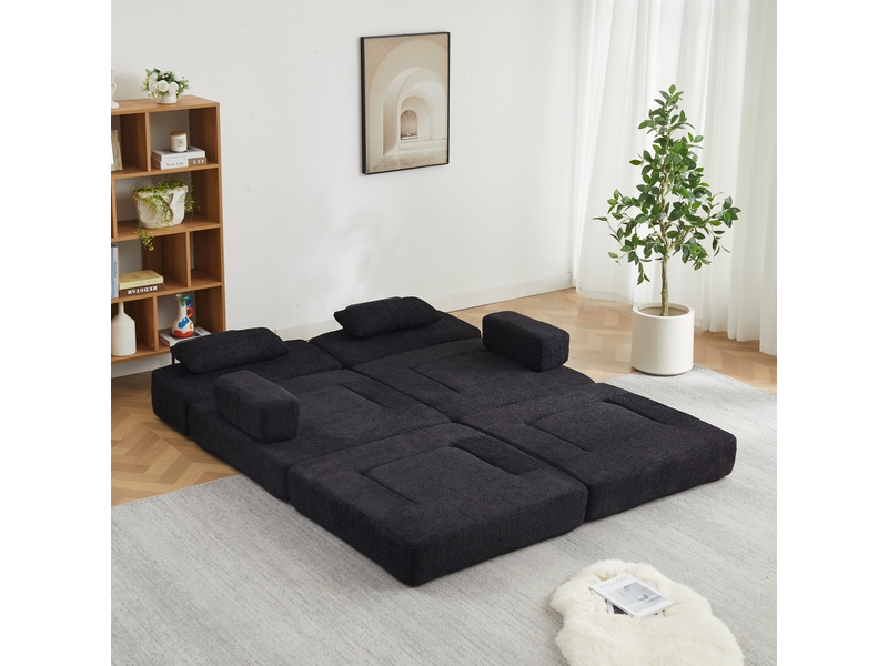  Canapé-lit convertible 2 places en chenille, canapé modulaire pliable, cadre en fer, convertible en lit d'appoint  - Conforama C
