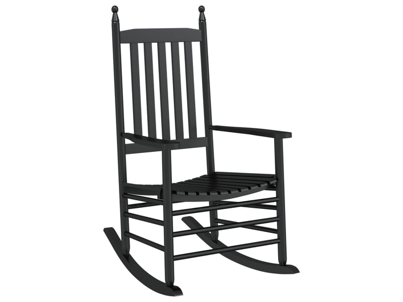  Lot de 2 fauteuils à bascule et petite table pliable en bois de peuplier noir dec029132  - Conforama B