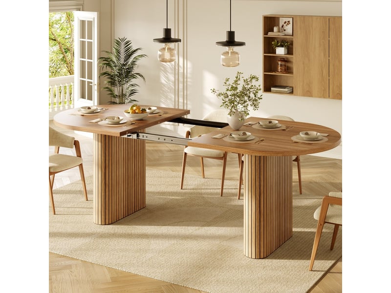  Table à rallonges 120-160 cm, table ovale en bois, capacité de charge jusqu'à 60 kg, marron  - Conforama D