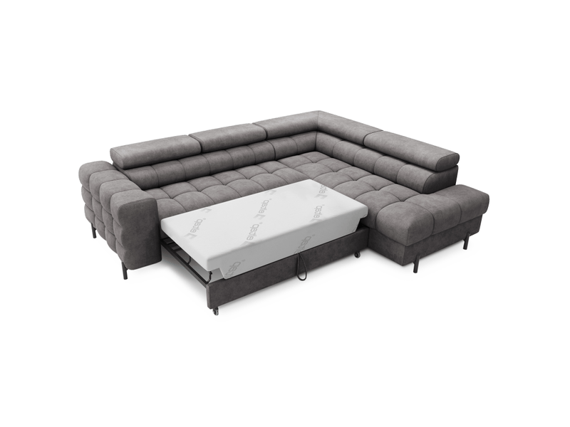  Canapé ferrum gris convertible 5 places angle droit appuie-têtes réglables 276x93x200cm  - Conforama B