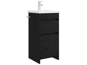 Meuble salle de bain avec évier, meuble de rangement chêne noir 42x40x84.5 cm shl8950