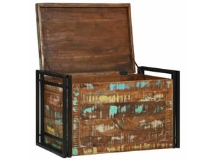 Boîte de rangement, coffre de rangement marron et noir 80x50x50 cm bois recyclé