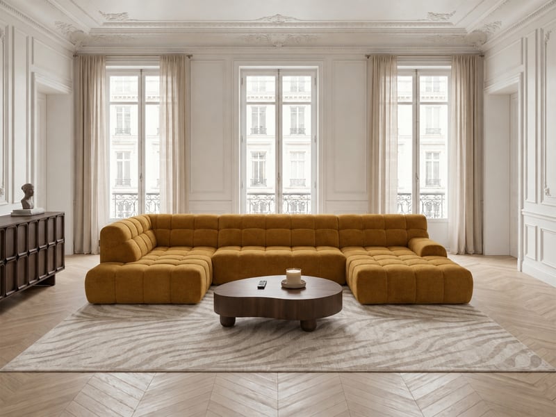  Bobochic canapé panoramique avance-recule électrique andre tissu texturé jaune  angle gauche ANDRE - Conforama B