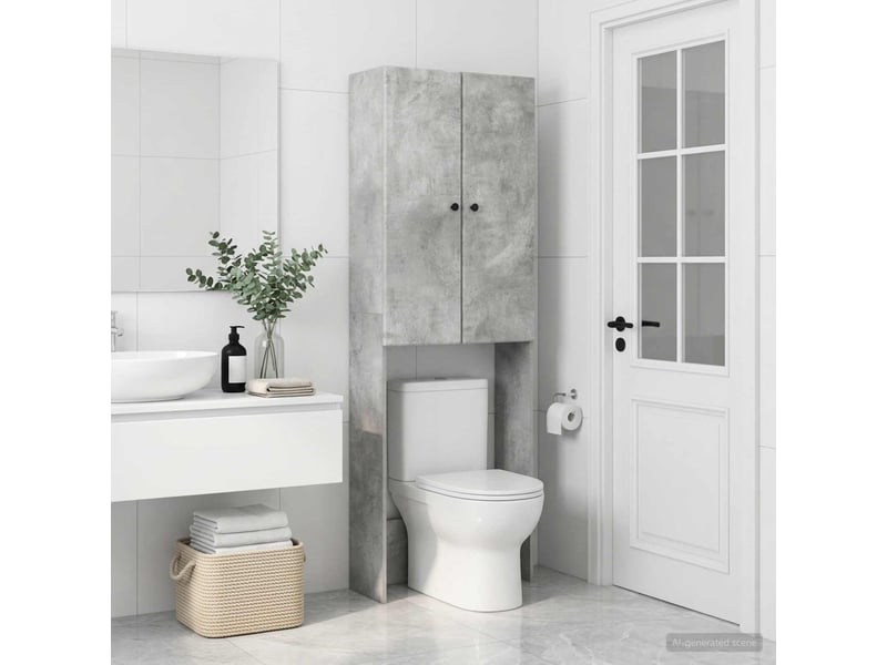 Armoire de toilette, meuble de toilette breda gris béton 66x25.5x190 cm - Conforama C