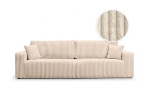 Canapé droit fixe LOUNGITUDE ALYA 3 places Velours beige avec coffre de rangement