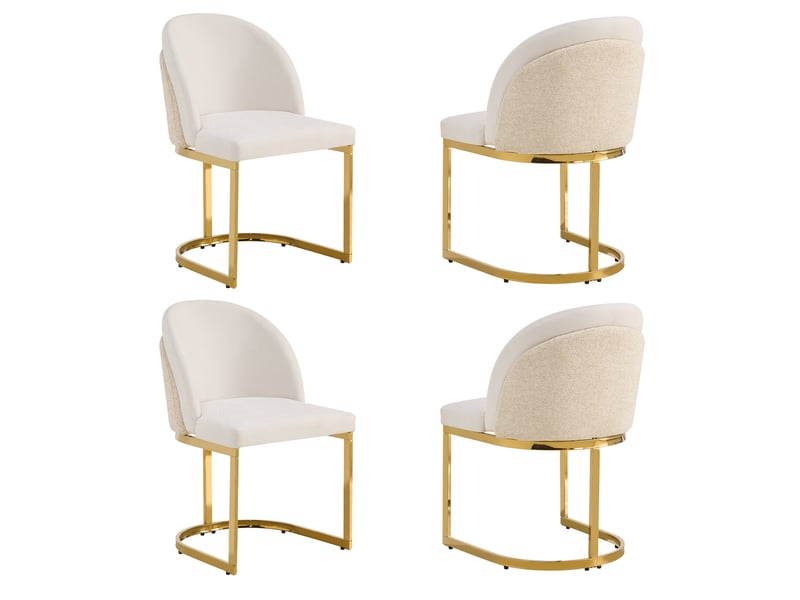 Lot de 4 chaises de salle à manger,59x52x85 cm,chenille,beige et doré  - Conforama A