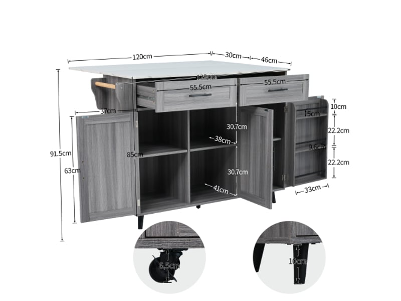  Desserte 3 portes 2 tiroirs coloris gris mdf desserte gris - Conforama C