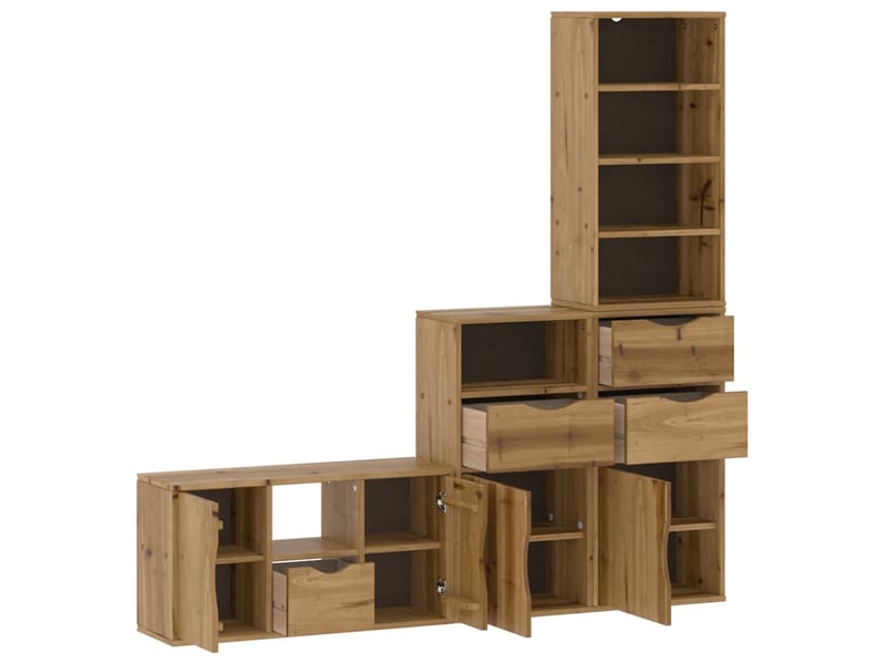  Meubles tv - banc tv - meuble de rangement 4 pcs avec rangement odda bois de pin massif  - Conforama E