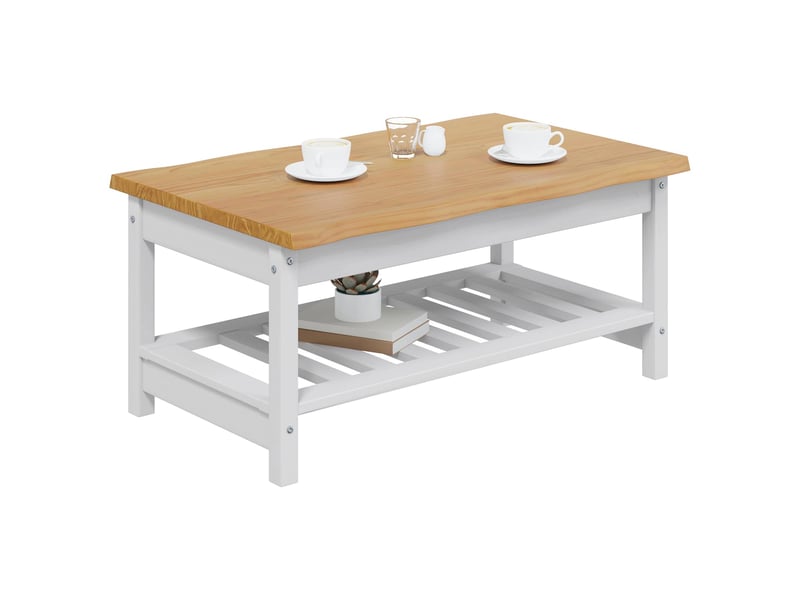  Table basse - table de salon - table à thé ekai blanc 100 x 60 x 45,5 cm bois de pin massif  - Conforama C