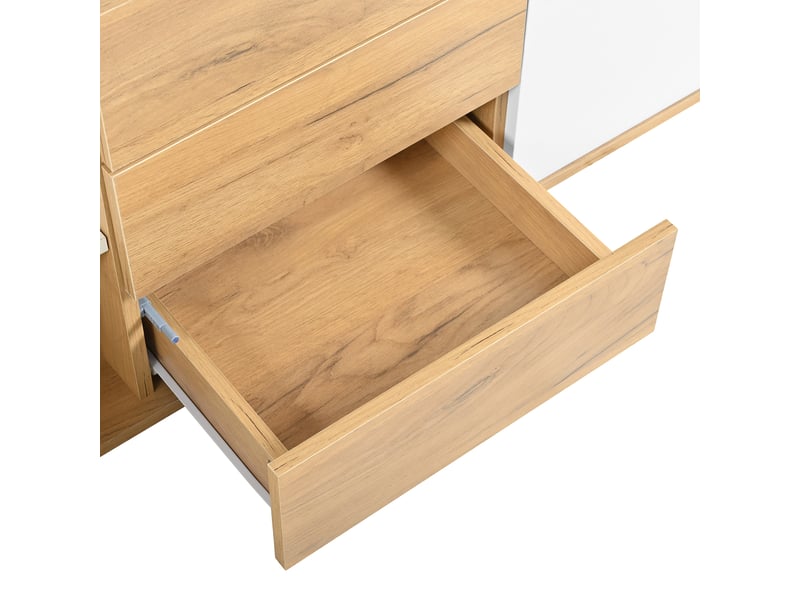 Meuble tv mural blanc et bois 171 cm avec 3 portes et 3 tiroirs  - Conforama E