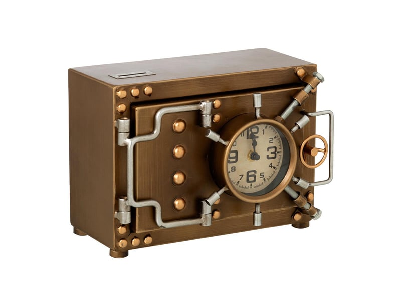  Horloge coffre-fort à poser zacharie 27cm doré  - Conforama A
