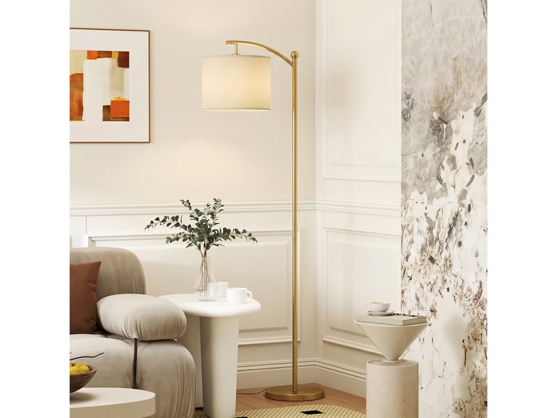  Lampadaire led, à intensité variable en continu par interrupteur au pied et minuterie, doré  - Conforama C