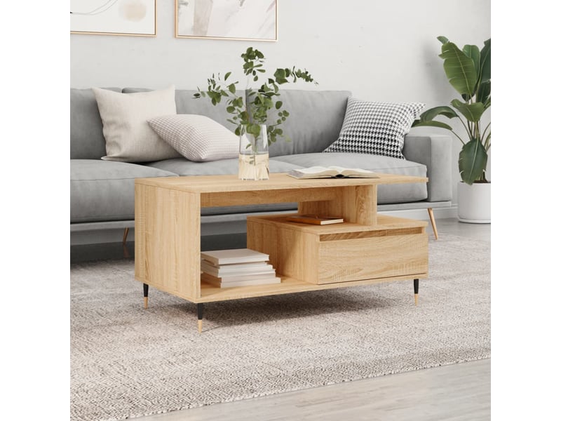  Table basse | table de salon chêne sonoma 90x49x45 cm bois d'ingénierie shl8319  - Conforama B