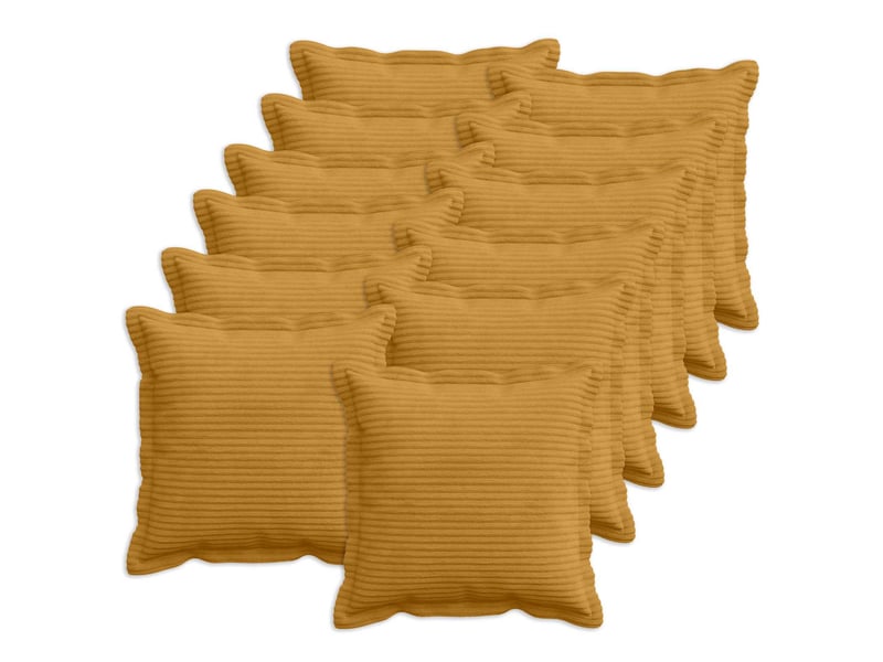  Lot de 12 housses de coussin houten jaune 50 x 50 cm velours côtelé cf49012  - Conforama B