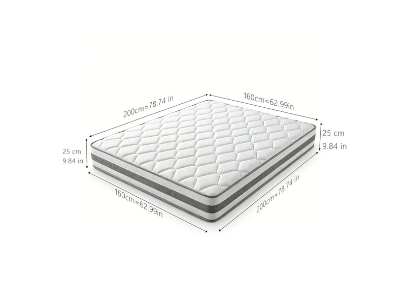  Matelas à ressorts ensachés tcqpz 160 x 200 cm h4 25 cm 7 zones mousse confort blanc  - Conforama B