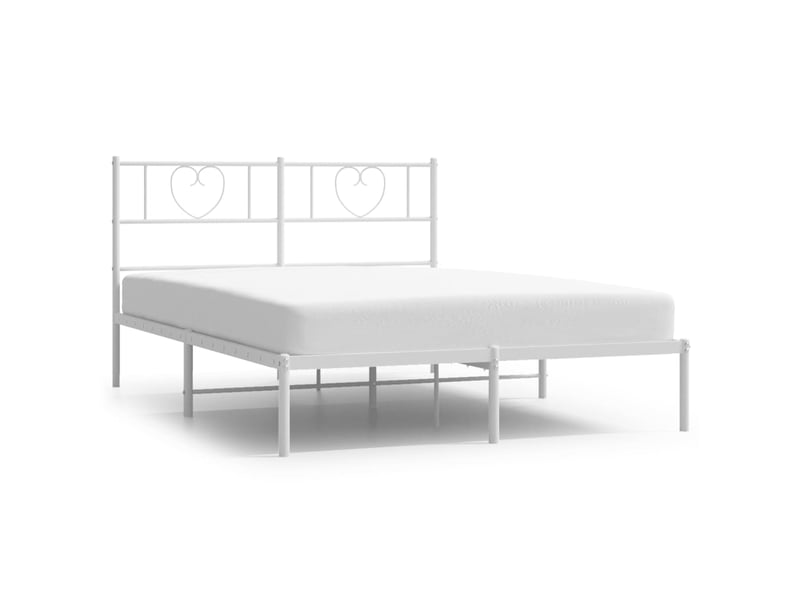  Lit double- lit adulte -  cadre de lit métal sans matelas et tête de lit blanc 160x200 cm  - Conforama A