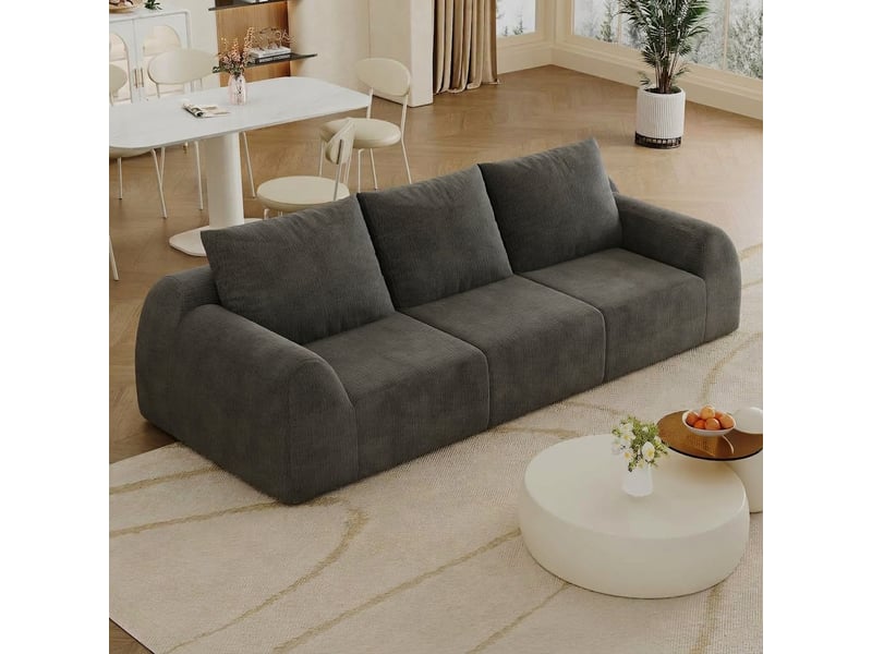 Grand canapé 257 cm en tissu chenille gris foncé sans armature - Conforama E